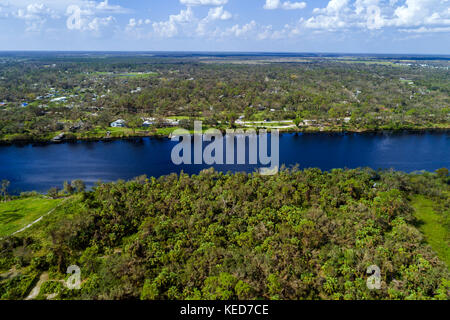 Florida LaBelle,Caloosahatchee River,LaBelle Nature Park,aerial overhead view,FL17092827d Stock Photo
