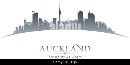 Auckland New Zealand city skyline silhouette. Vector illustration Stock Vector