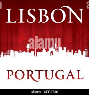 Lisbon Portugal city skyline silhouette. Vector illustration Stock Vector