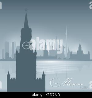 Moscow city skyline silhouette background, vector illustration Stock ...