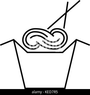 noodles in box with chopsticks Stock Vector