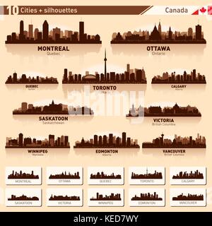 City skyline set. Canada. Vector silhouette illustration. Stock Vector