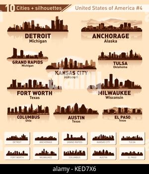 Skyline city set. 10 cities of USA #4 Stock Vector