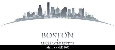 Boston Massachusetts city skyline silhouette. Vector illustration Stock Vector