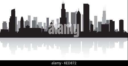 Chicago USA city skyline silhouette vector illustration Stock Vector