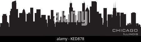 Chicago, Illinois skyline. Detailed vector silhouette Stock Vector