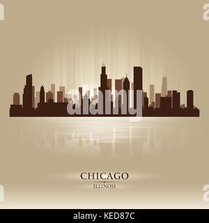 Chicago, Illinois  skyline city silhouette Stock Vector