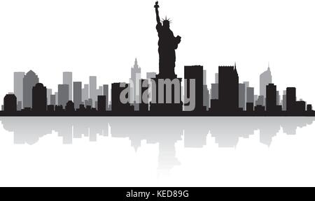 New York USA city skyline silhouette vector illustration Stock Vector