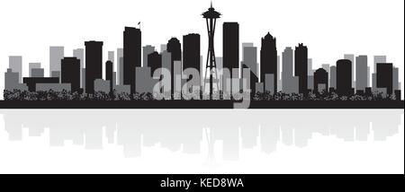 Seattle USA city skyline silhouette vector illustration Stock Vector