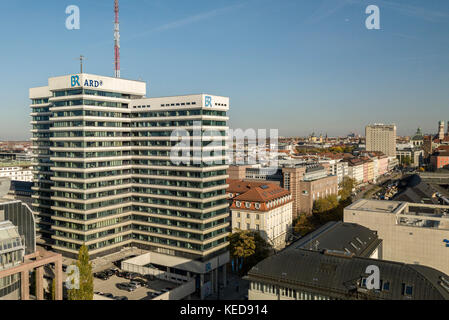 Munich,Germany 17/10/2017: Headquarters of the public broadcaster ARD/Bayerische Rundfunk in Munich Stock Photo