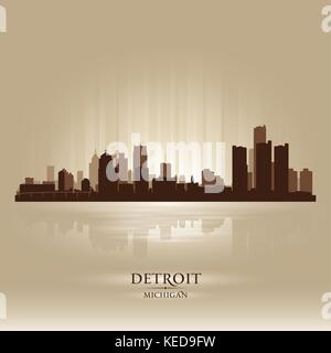 Detroit Michigan city skyline silhouette. Vector illustration Stock Vector