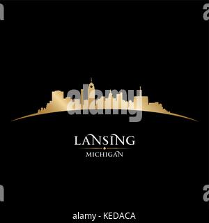 Lansing Michigan city skyline silhouette. Vector illustration Stock Vector