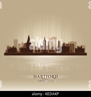 Hartford Connecticut city skyline vector silhouette illustration Stock Vector