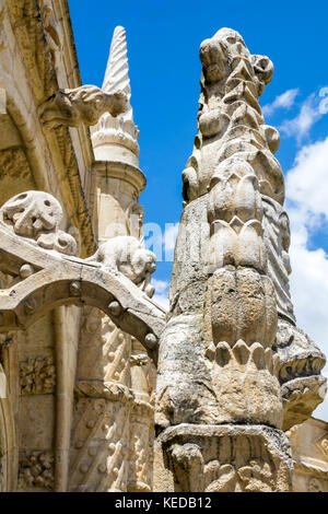 Lisbon Portugal,Belem,Mosteiro dos Jeronimos,Jeronimos Monastery,Gothic,Manueline,architecture,UNESCO World Heritage Site,cloister,ornamental detail,H
