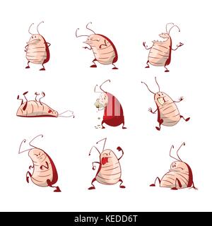 Collection of colorful vector cartoon cockroaches Stock Vector