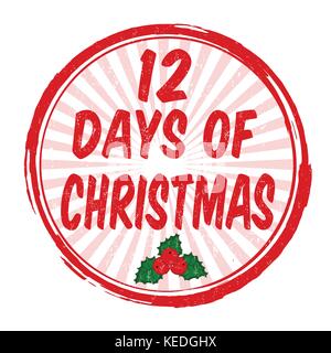 12 days of Christmas grunge rubber stamp on white background, vector illustration Stock Vector