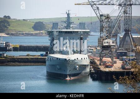 RFA support vessel Tidespring alongside for fitting out at Falmouth docks Stock Photo