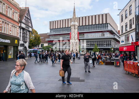 Memorial Clock Tower in the Haymarket, Leicester,England,UK Stock Photo