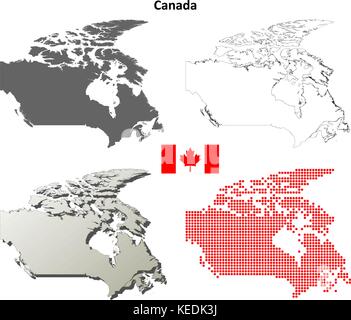 Canada outline map set  Stock Vector