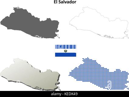 El Salvador outline map set  Stock Vector