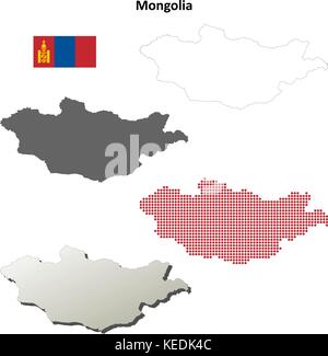 Mongolia outline map set  Stock Vector