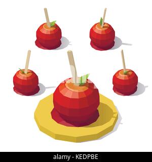 Low poly caramel apple Stock Vector