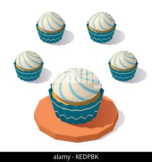 Low poly Christmas muffin Stock Vector