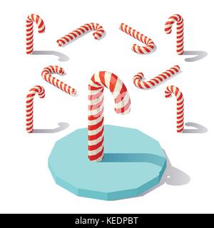 Low poly Christmas candy cane Stock Vector