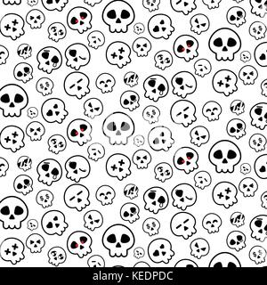 Simple line of Halloween Skeleton head icon pattern in variety emotion on White background for illustrator vector design concept Stock Vector