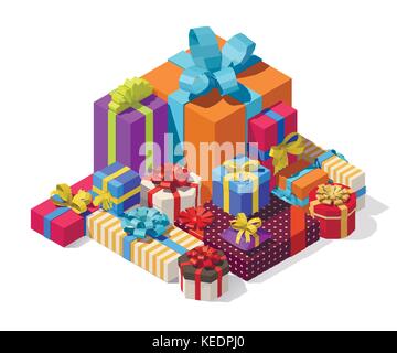 Vector isometric gift boxes Stock Vector