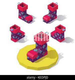 Low poly Christmas stocking Stock Vector