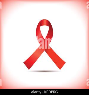 Red awareness ribbon isolated on white background icon vector graphic design Stock Vector