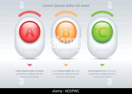 Colorful Three topics 3d marble circle on white square for presentation cover poster vector design infographic illustration concept Stock Vector