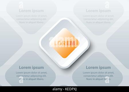 Orange topics 3d paper square on pattern for presentation cover poster vector design infographic illustration concept Stock Vector