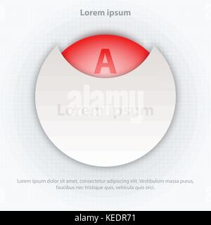 Red circle topic in 3d white circle for website presentation cover poster vector design infographic illustration concept Stock Vector
