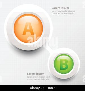 Colorful 3d circle with two topics on grid for website presentation cover poster vector design infographic illustration concept Stock Vector