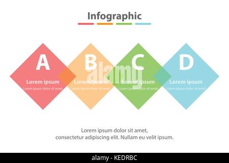 Four topics simple Colorful translucent square in sequence timeline for presentation cover poster vector design infographic illustration concept Stock Vector
