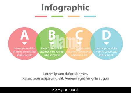 Four topics simple Colorful translucent circle in sequence timeline for presentation cover poster vector design infographic illustration concept Stock Vector