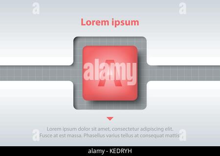Red 3d square in timeline carve white template on white grid for website presentation cover poster vector design infographic illustration concept Stock Vector