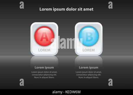 Colorful Two topics 3d circle on white square and reflection glossy for presentation cover poster vector design infographic illustration concept Stock Vector