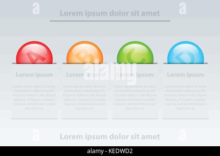 Four topics of colorful 3d marble circles insert white template for website presentation cover poster vector design infographic illustration concept Stock Vector