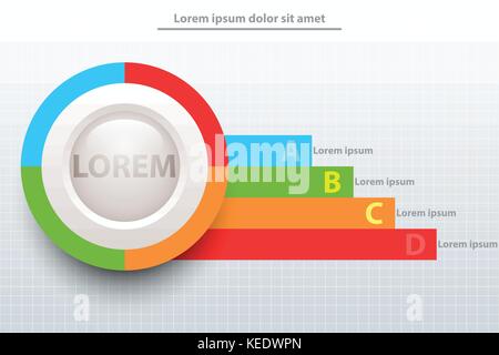 Colorful pie chart with white 3d circle and colorful stripe for website presentation cover poster vector design infographic illustration concept Stock Vector