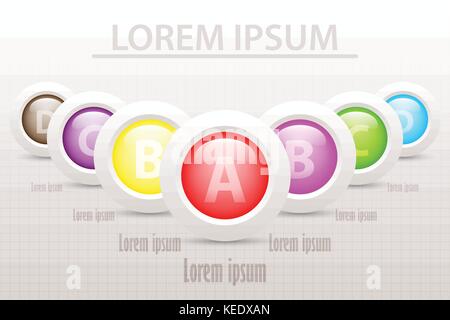 Colorful 3d circle paper icon lay on sequence with four topics for vector design illustration concept Stock Vector