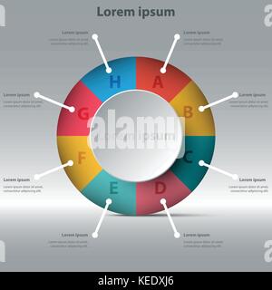 3D paper circle with colorful pie chart for website presentation cover poster vector design infographic illustration concept Stock Vector