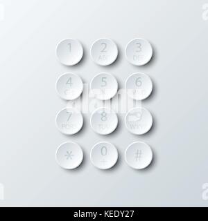 Simple white 3d number dial button paper for website presentation cover poster vector design infographic illustration concept Stock Vector