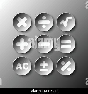 Simple black 3d circle paper of calculator sign icon for vector design illustration concept Stock Vector