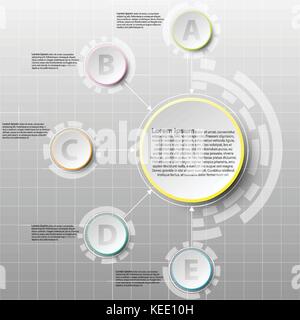 Coloful paper circle with five topics for website presentation cover poster vector design infographic illustration concept Stock Vector