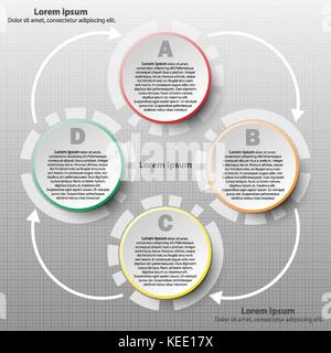 Coloful paper 3d circle in cycle loop sequence for website presentation cover poster vector design infographic illustration concept Stock Vector
