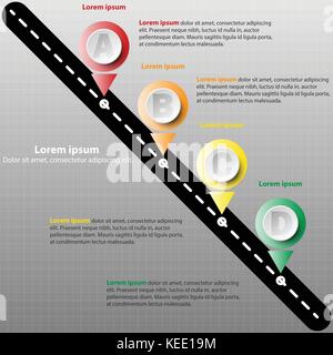 Coloful paper circle mile stone on the road for website presentation cover poster vector design infographic illustration concept Stock Vector