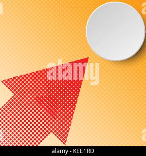 3d grey circle with red halftone arrow on orange background for business graphic background concept Stock Vector